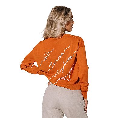 Women's Texas Orange Texas Longhorns Love Note Embroidered Pullover Sweater