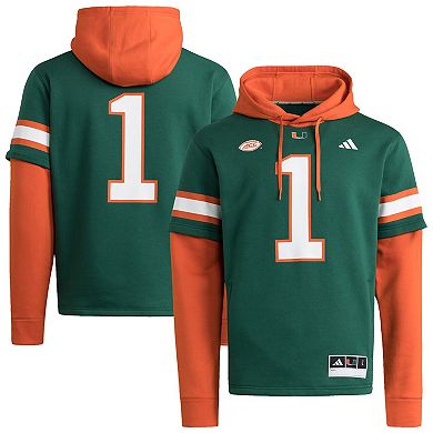 Men's adidas Green Miami Hurricanes Jersey Pullover Hoodie