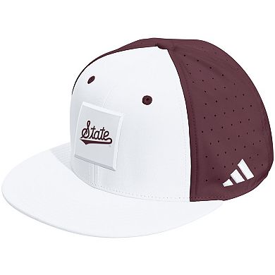 Unisex adidas White/Maroon Mississippi State Bulldogs Performance Flat Bill Adjustable Hat