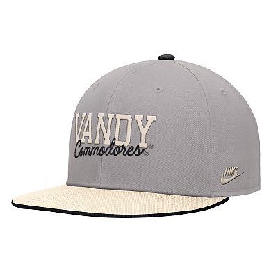 Men's Nike Gray Vanderbilt Commodores Vintage Script Pro Dri-FIT Snapback Hat