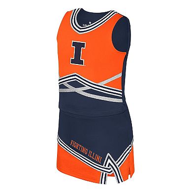 Girls Youth Colosseum Navy Illinois Fighting Illini Lollipop Park Cheer Two-Piece Set