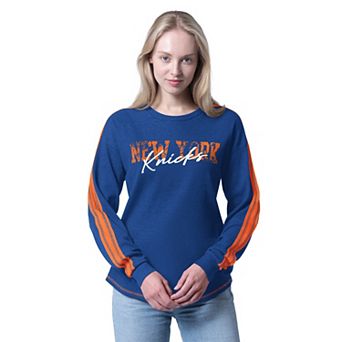 Women's G-III 4Her by Carl Banks Heather Blue New York Knicks Advantage Thermal Long Sleeve T-Shirt