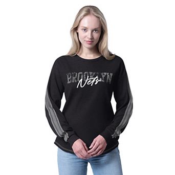 Women's G-III 4Her by Carl Banks Heather Black Brooklyn Nets Advantage Thermal Long Sleeve T-Shirt