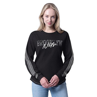 Women's G-III 4Her by Carl Banks Heather Black Brooklyn Nets Advantage Thermal Long Sleeve T-Shirt