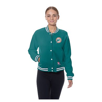 Women's New Era Aqua Miami Dolphins Throwback Fleece Full-Snap Jacket