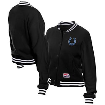 Women's New Era Black Indianapolis Colts Throwback Fleece Full-Snap Jacket