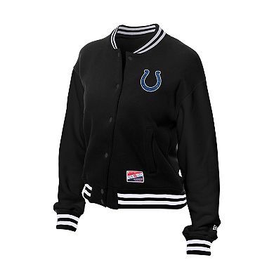 Women's New Era Black Indianapolis Colts Throwback Fleece Full-Snap Jacket