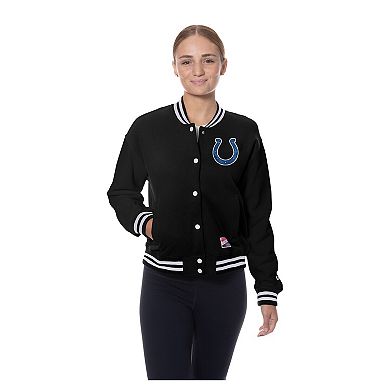 Women's New Era Black Indianapolis Colts Throwback Fleece Full-Snap Jacket