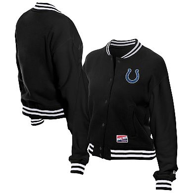 Women's New Era Black Indianapolis Colts Throwback Fleece Full-Snap Jacket