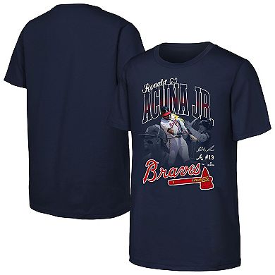 Youth Outerstuff Ronald Acu̱a Jr. Navy Atlanta Braves Triple Player Graphic T-Shirt