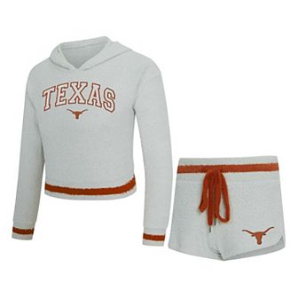 Women's Concepts Sport Gray/Texas Orange Texas Longhorns Whitley Long Sleeve Hooded Top & Shorts Set