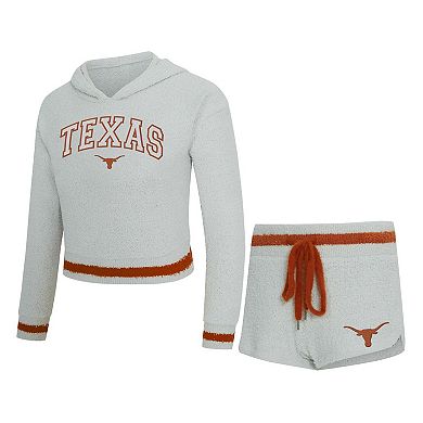 Women's Concepts Sport Gray/Orange Texas Longhorns Whitley Long Sleeve Hoodie Top & Shorts Set