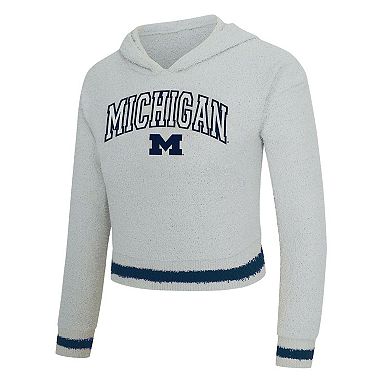 Women's Concepts Sport Gray/Navy Michigan Wolverines Whitley Long Sleeve Hoodie Top & Shorts Set