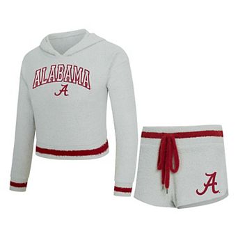 Women's Concepts Sport Gray/Crimson Alabama Crimson Tide Whitley Long Sleeve Hooded Top & Shorts Set