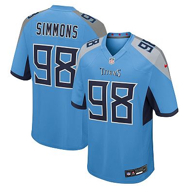 Men's Nike Jeffery Simmons Light Blue Tennessee Titans Team Game Jersey