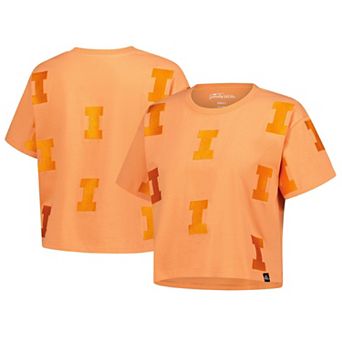 Women's Gameday Social Orange Illinois Fighting Illini Allover Print Heavyweight Cropped T-Shirt
