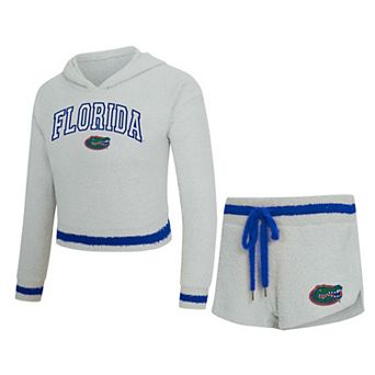 Women's Concepts Sport Gray/Royal Florida Gators Whitley Long Sleeve Hooded Top & Shorts Set