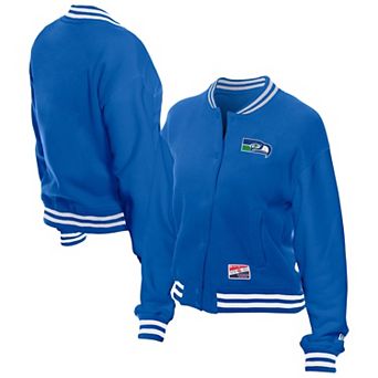 Women's New Era Royal Seattle Seahawks Throwback Fleece Full-Snap Jacket