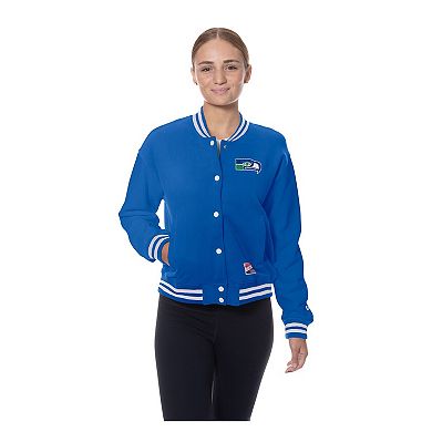 Women's New Era Royal Seattle Seahawks Throwback Fleece Full-Snap Jacket