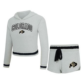 Women's Concepts Sport Gray/Black Colorado Buffaloes Whitley Long Sleeve Hooded Top & Shorts Set