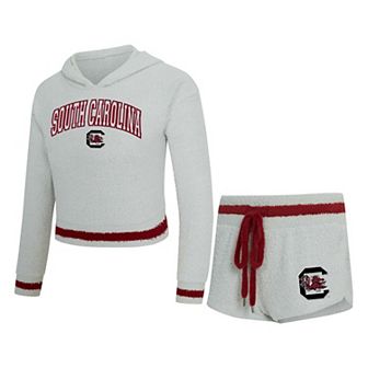 Women's Concepts Sport Gray/Garnet South Carolina Gamecocks Whitley Long Sleeve Hooded Top & Shorts Set
