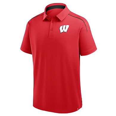 Men's Fanatics Red Wisconsin Badgers Take The Lead Defender Raglan Polo