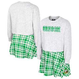 Girls Youth Colosseum White Oregon Ducks Marceline Plaid Skirt and Top Set
