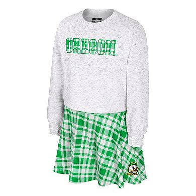 Girls Youth Colosseum White Oregon Ducks Marceline Plaid Skirt and Top Set