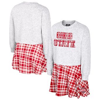 Girls Youth Colosseum Gray Ohio State Buckeyes Marceline Plaid Skirt and Top Set