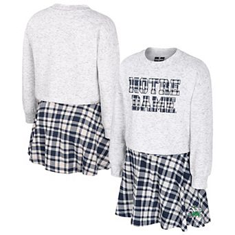 Girls Youth Colosseum Gray Notre Dame Fighting Irish Marceline Plaid Skirt and Top Set