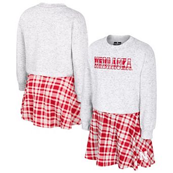 Girls Youth Colosseum Gray Nebraska Huskers Marceline Plaid Skirt and Top Set
