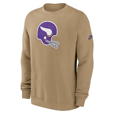 Men's Nike Tan Minnesota Vikings Swing Pass Rewind Club Pullover Sweatshirt