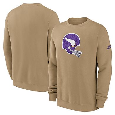 Men's Nike Tan Minnesota Vikings Swing Pass Rewind Club Pullover Sweatshirt