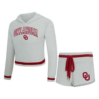 Women's Concepts Sport Gray/Crimson Oklahoma Sooners Whitley Long Sleeve Hooded Top & Shorts Set