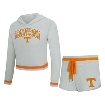 Women's Concepts Sport Gray/Tennessee Orange Tennessee Volunteers Whitley Long Sleeve Hooded Top & Shorts Set
