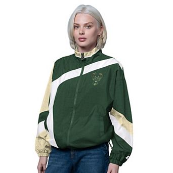Women's Starter Hunter Green/Cream Milwaukee Bucks 1st Quarter Full-Zip Jacket