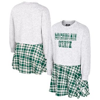 Girls Youth Colosseum White Michigan State Spartans Marceline Plaid Skirt and Top Set