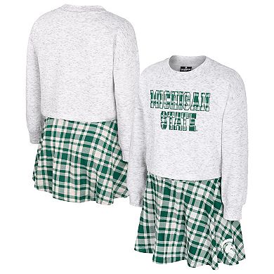 Girls Youth Colosseum White Michigan State Spartans Marceline Plaid Skirt and Top Set
