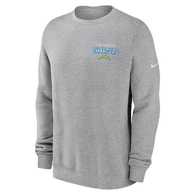 Men's Nike Heather Gray Los Angeles Chargers Primetime Club Fleece Pullover Sweatshirt