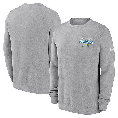 Men's Nike Heather Gray Los Angeles Chargers Primetime Club Fleece Pullover Sweatshirt