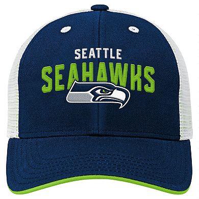 Youth Outerstuff College Navy Seattle Seahawks Core Lockup Trucker Adjustable Hat