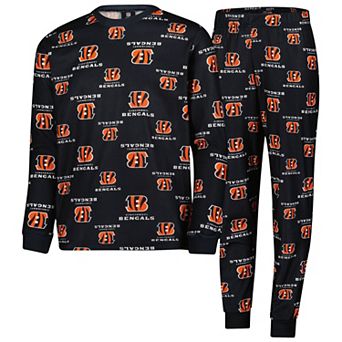 Youth Outerstuff Black Cincinnati Bengals All-Over-Print Long Sleeve T-Shirt and Pants Sleep Set