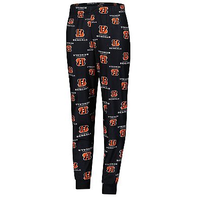 Youth Outerstuff Black Cincinnati Bengals All-Over-Print Long Sleeve T-Shirt and Pants Sleep Set