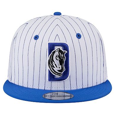 Men's New Era White Dallas Mavericks Deceptor Pinstripe 9FIFTY Snapback Hat