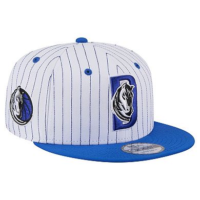 Men's New Era White Dallas Mavericks Deceptor Pinstripe 9FIFTY Snapback Hat