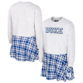 Girls Youth Colosseum Gray Duke Blue Devils Marceline Plaid Skirt and Top Set