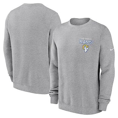 Men's Nike Heather Gray Los Angeles Rams Primetime Club Fleece Pullover Sweatshirt