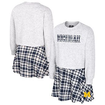Girls Youth Colosseum Gray Michigan Wolverines Marceline Plaid Skirt and Top Set