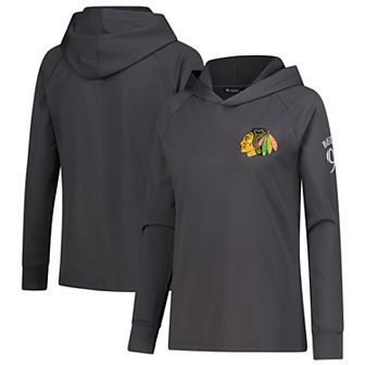 Women's Levelwear Connor Bedard Charcoal Chicago Blackhawks Impression Name & Number Raglan Hoodie