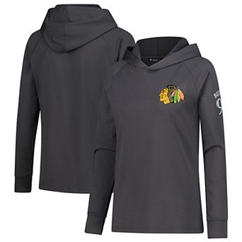 Women's Levelwear Connor Bedard Charcoal Chicago Blackhawks Impression Name & Number Raglan Hoodie